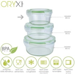 Recipiente Hermetico Cristal Redondo 400 ml, Ø 125 x 7 (alt) cm,