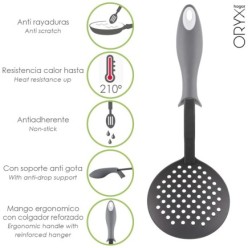 Espumadera Cocina Nylon Con Mango Antigotas Engomado 35 x 11,7 cm,
