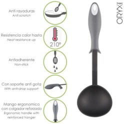 Cucharon Servir Cocina Nylon Con Mango Antigotas Engomado 32 x 9,8 cm,