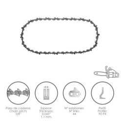 Cadena Motosierra 3/8" / 0,043" 1,1 mm, / 44 Eslabones / 90 PX