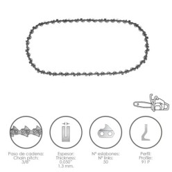 Cadena Motosierra 3/8" / 0,050" 1,3 mm, / 50 Eslabones / 91 P
