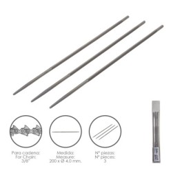 Limas Cadena Motosierra 200 x Ø 4,0 mm, 3/8" LP (Pack 3 Piezas)