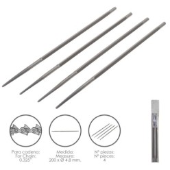 Limas Cadena Motosierra 200 x Ø 4,8 mm, 0,325" (Pack 4 Piezas)