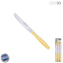 Cuchillo Mesa Etna Hoja Sierra Acero Inoxidable 10 cm, Amarillo (Blister 6 piezas)