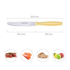 Cuchillo Mesa Etna Hoja Sierra Acero Inoxidable 10 cm, Amarillo (Blister 6 piezas)