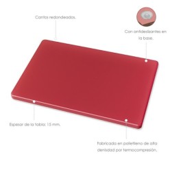 Tabla Cortar Polietileno 35x25x1,5 cm,  Color Rojo