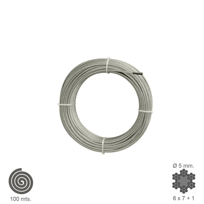 Cable Galvanizado   5 mm, (Rollo 100 Metros) No Elevacion al por Mayor | Almacén de Ferretería
