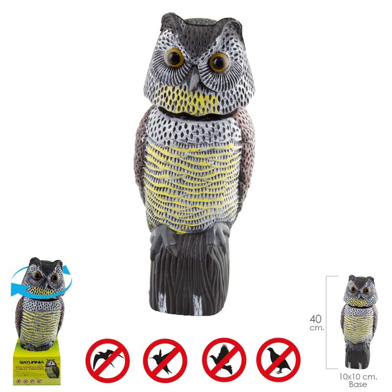 Buho Ahuyentador de Pajaros / Aves Con Cabeza Giratoria 40 cm,