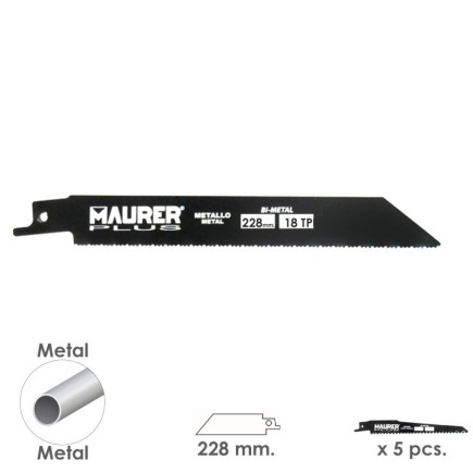 Hoja Para Sierra Sable Metal 228 mm, - 18 TPI Tipo Bosch (5 piezas)