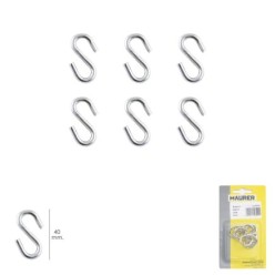 Gancho "S" 40 mm, Zincado (Blister 6 piezas) Uso Domestico
