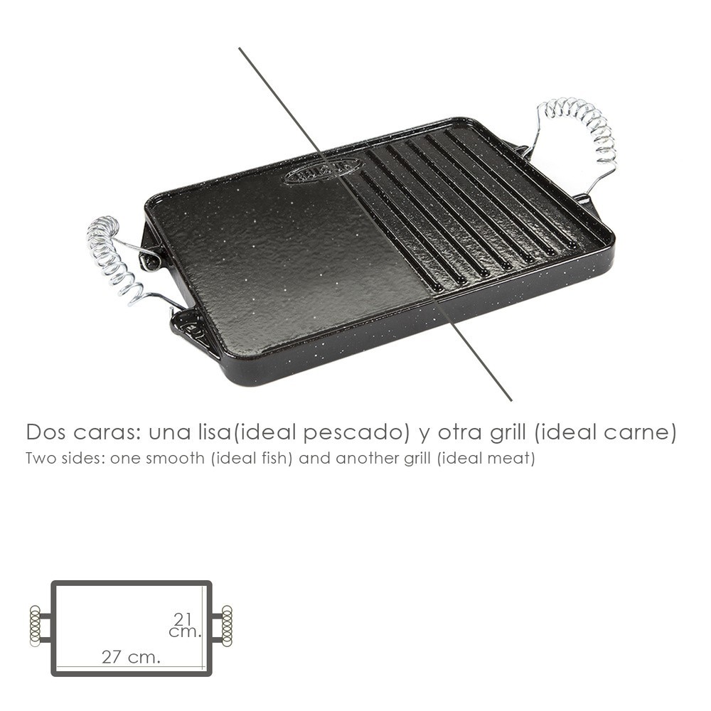 Plancha Hierro Fundido Esmaltada Rectangular 21 x 27 cm, al por Mayor | Almacén de Ferretería