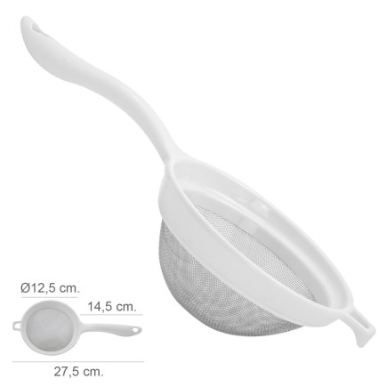 Colador Acero Inoxidable Ø 12,5 cm, Con Mango Plastico