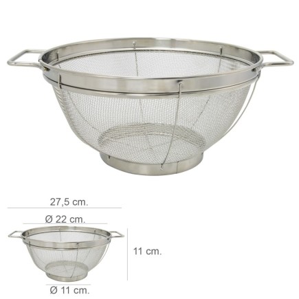 Escurridor Malla Acero Inoxidable Con Asas Ø 22 cm,