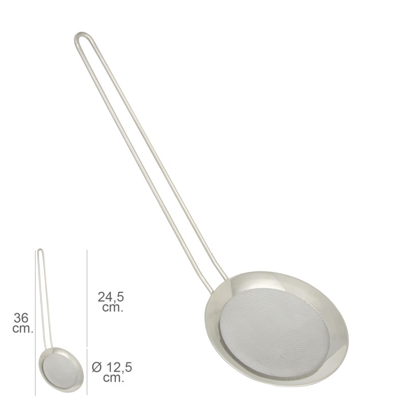 Espumadera Malla Acero inoxidable Ø 12,5 cm, Con Mango 24,5 cm,