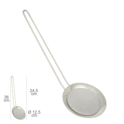 Espumadera Malla Acero inoxidable Ø 12,5 cm, Con Mango 24,5 cm,