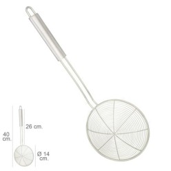 Espumadera Alambre Acero inoxidable Ø 14 cm, Mango Redondo 26 cm,