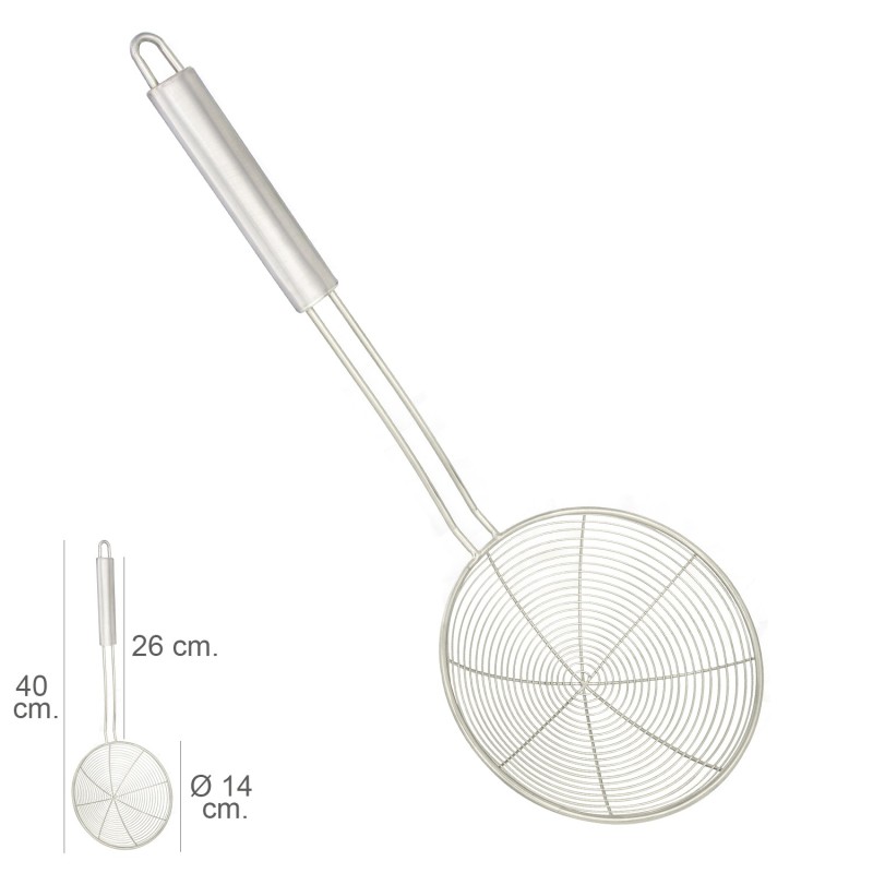 Espumadera Alambre Acero inoxidable Ø 14 cm, Mango Redondo 26 cm,