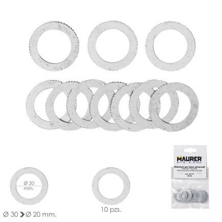Adaptadores / Reductores Disco Corte Madera Ø 30 a Ø 20 mm, (Bolsa 10 piezas)