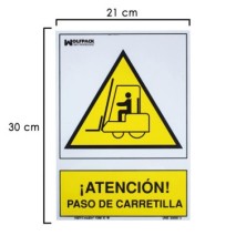 Cartel Atencion Paso Carretilla 30x21 cm,