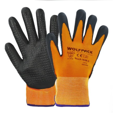 Guantes Nylon Con Palma En Foam y Puntos Nitrilo Touch 8" (Par)